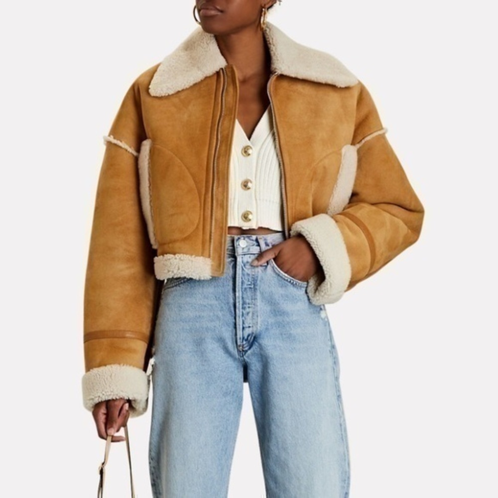 HALFBOY Short Cropped Aviator Shearling Jacket